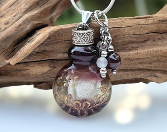 Burgundy Glass Pendant for Ashes | Fillable Jewellery, Memorial Ash Keepsake, Cremation Urn Jewelry, (w/chain & funnel)