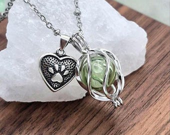 Sterling Silver Paw Print Locket | Pet Ashes Cremation Jewelry, Dog Memorial Pendant, Cat Urn Necklace
