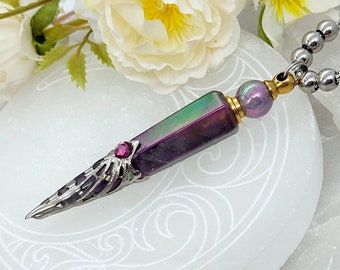 Amethyst Crystal Pendant Urn Necklace | Essential Oil Necklace | Ashes Keepsake Gift | Memorial Cremation Jewelry for human ashes or pet ash