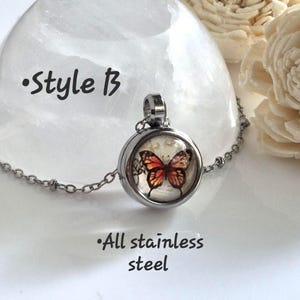 Small Butterfly Memorial Locket Necklace : Cremation Ashes Jewelry, Keepsake Gifts, Monarch Butterflies Urn Pendant Style B