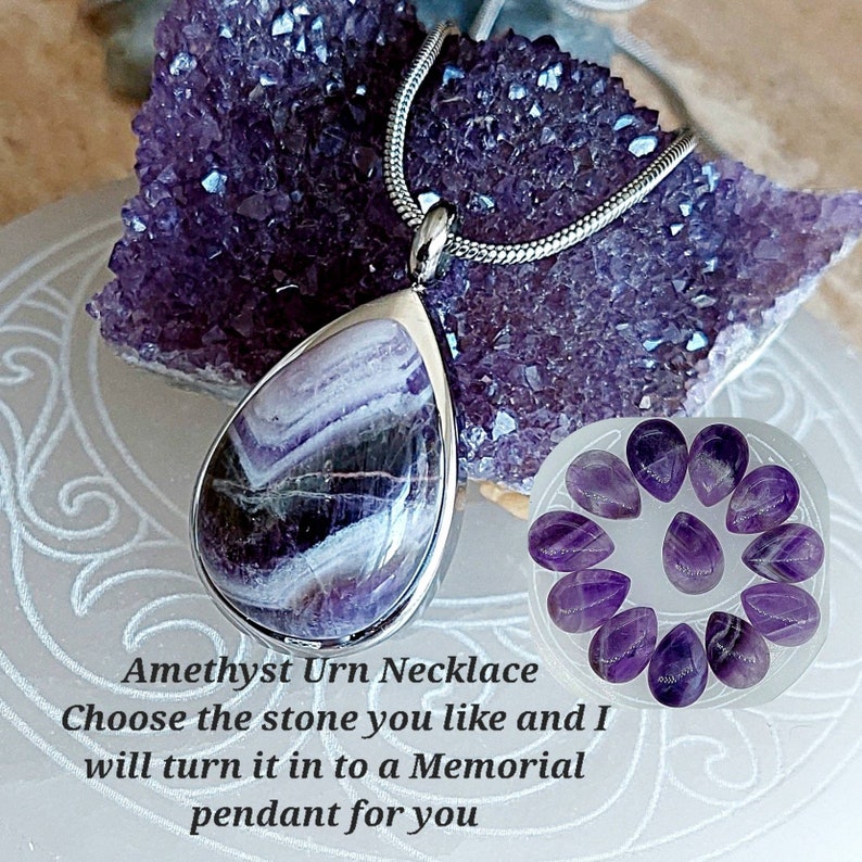 Amethyst Crystal Urn Necklace Cremation Necklace Glass Etsy