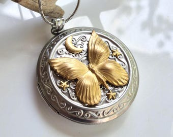 Butterfly Memorial Locket | Ashes Keepsake Jewellery | Cremation Urn Jewelry | Celestial Lockets