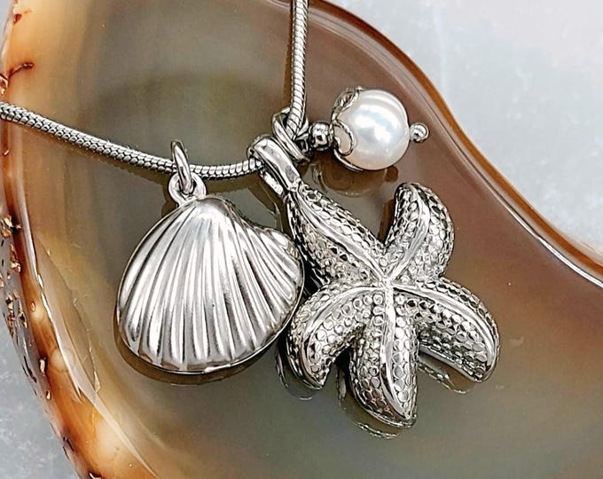 Starfish Urn Necklace | Ash Holder Pendant, Stainless Steel Cremation Jewelry, Beach Keepsake Memorial Gifts