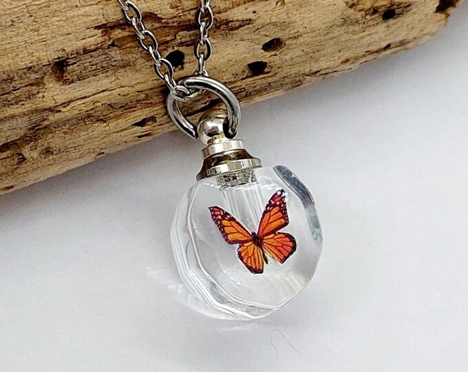 Small Monarch Butterfly Urn Necklace for Women | Keepsake Necklace | Butterfly Urn Jewelry | Butterfly Cremation Jewelry | Ash Urn Pendant