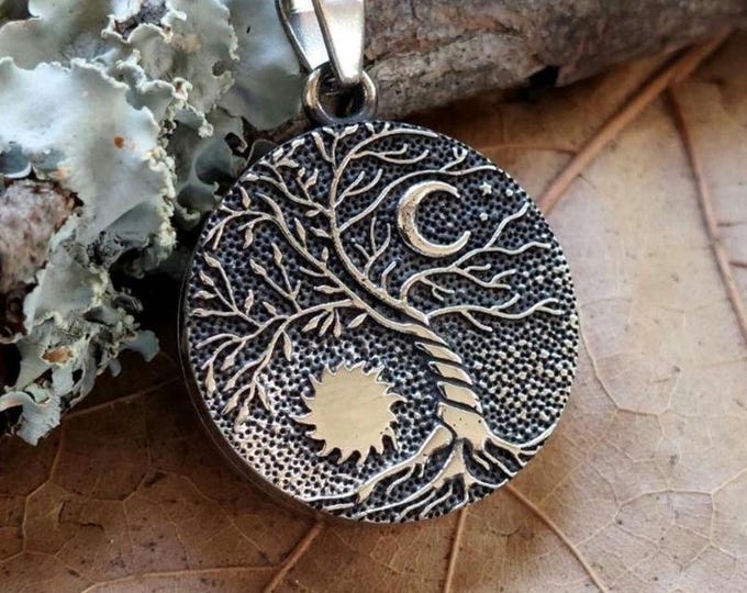 Sun and Moon Locket Pendant, Stainless Steel Cremation Urn Necklace, Memorial Ashes Keepsake