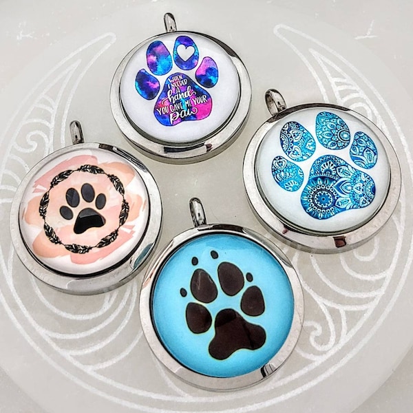 Pet Memorial Jewelry Paw Prints Locket | Cat Dog Urn Locket Necklace for Ashes hair fur | Pet Keepsake | Cremation Jewelry | Pet Loss Gift