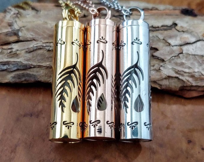 Feather Keepsake Locket: Urn Necklace, Cremation Ashes Jewelry, Keepsake, Memorial, Sympathy