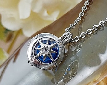 Sterling Silver Compass Locket | Urn Necklace for Ashes | Cremains Pendant | Memorial, Keepsake, Cremation Jewelry | Compass Urn Jewellery