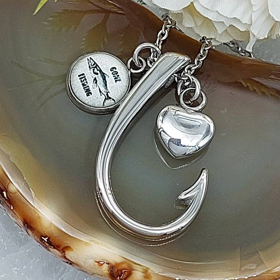 Fishing, Fish Hook Necklace for Ashes, Dad, Grandpa Memorial, Cremation  Jewelry, Urn Jewelry, Pendant for Ashes