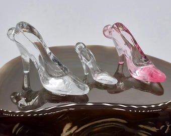 2 pieces Acrylic High Heel Charm, Clear Slipper Shoes, Pink Shoe Charms