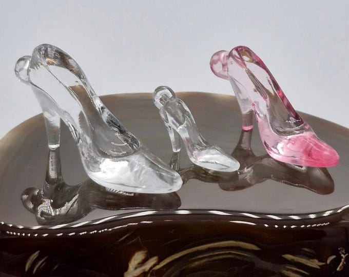 2 pieces Acrylic High Heel Charm, Clear Slipper Shoes, Pink Shoe Charms