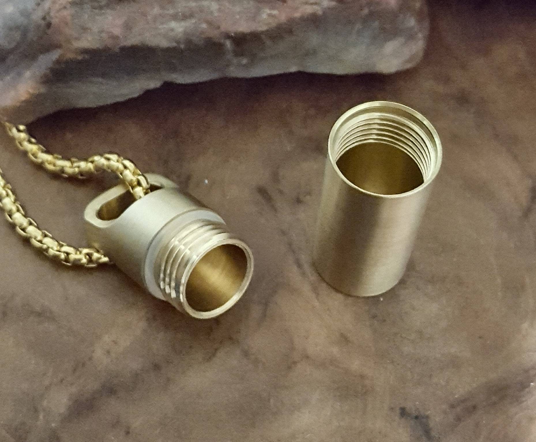 Brushed Brass Urn Pendant Pill Box Necklace Cremation Etsy
