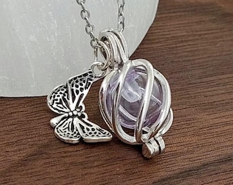 Sterling Silver Butterfly Urn Locket Necklace for Ashes Glass Orb  Cremation Jewelry for Her Memorial, Sympathy Gift