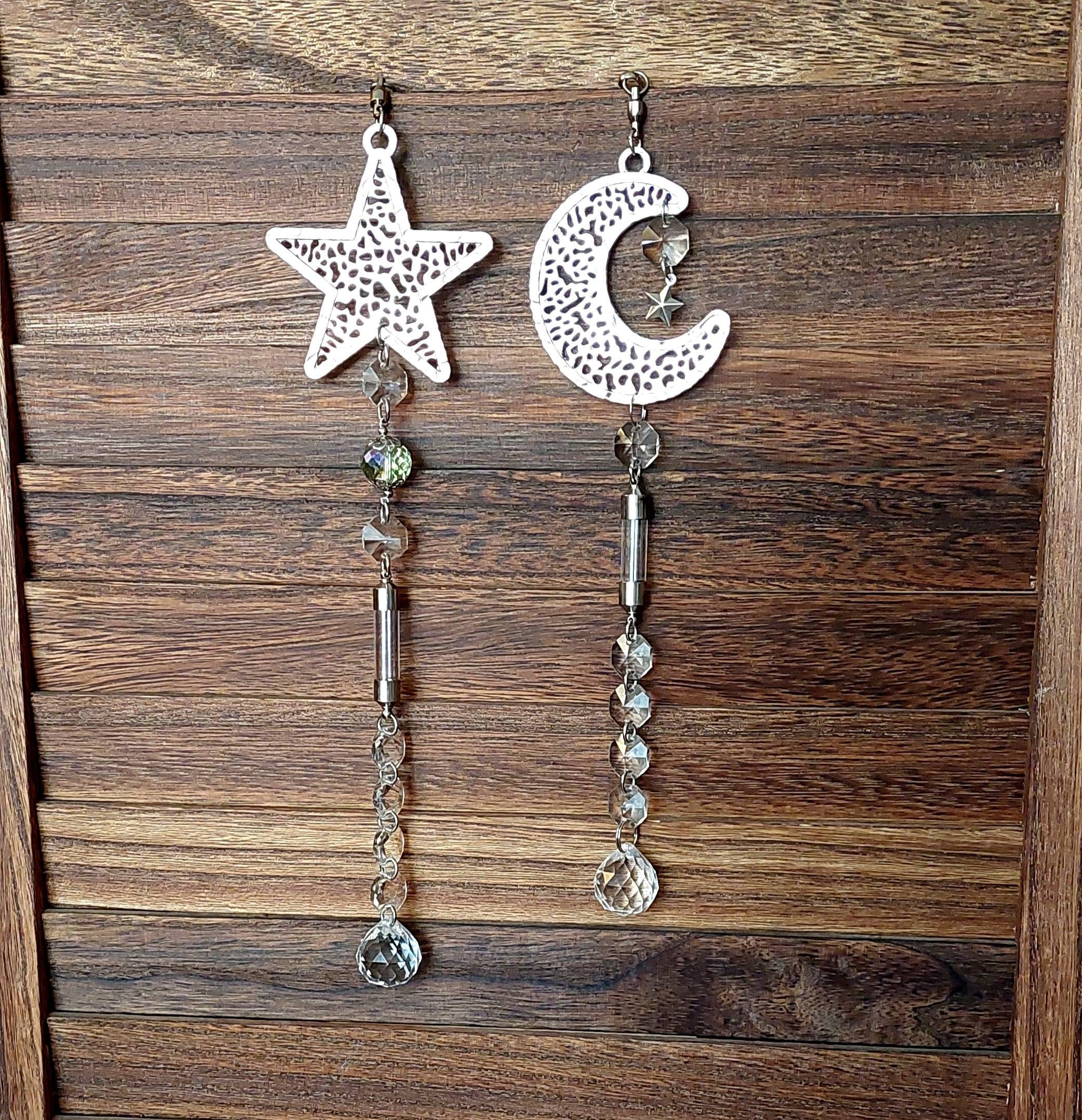 Memorial Suncatcher Star or Moon Urn Celebration of Life Keepsake