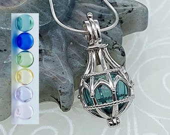 Sterling Silver Teardrop Locket • Glass Urn Necklace for Ashes • Memorial Jewelry • Cremation Jewelry • Sympathy Gift • Pendant for Ashes