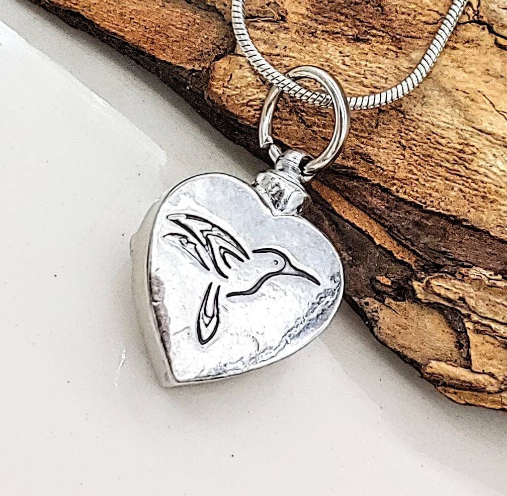 Hummingbird Urn Pendant for Ashes Memorial Jewelry Ash Holder