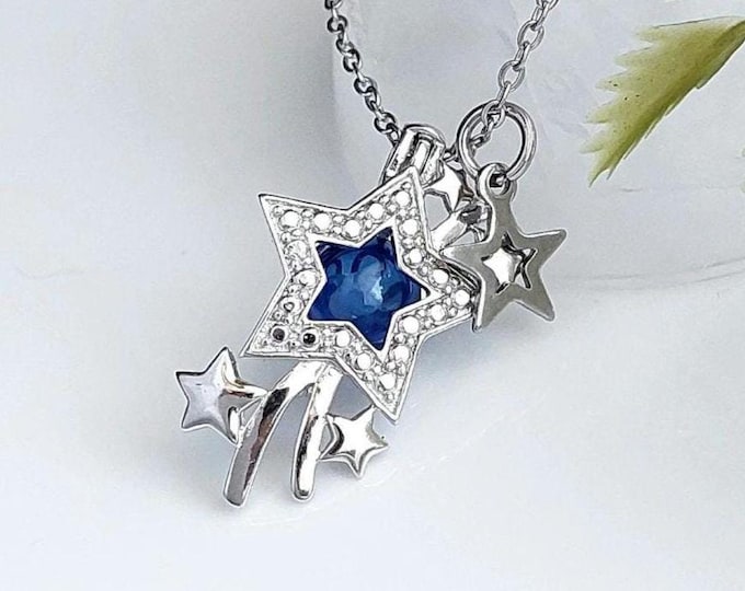 Sterling Silver Shooting Stars Locket | Star Urn Necklace for Human Ashes or Pet Cremains | Cremation Jewelry | Urn Jewelry Gifts for Women