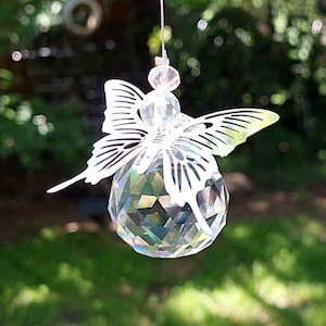 Butterfly Urn Suncatcher Keepsake Gift | Glass Memorial Locket | Crystal Butterfly Urn Jewelry for Cremains Ashes or Hair | Cremation Jewel