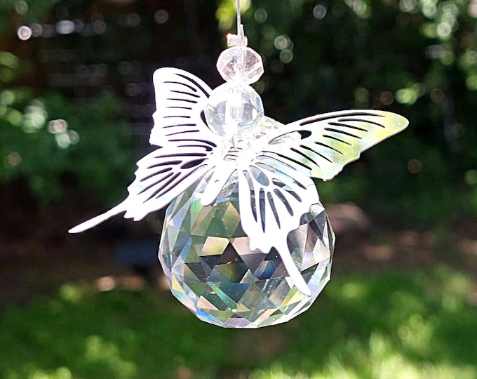 Butterfly Urn Suncatcher Keepsake Gift | Glass Memorial Locket | Crystal Butterfly Urn Jewelry for Cremains Ashes or Hair | Cremation Jewel