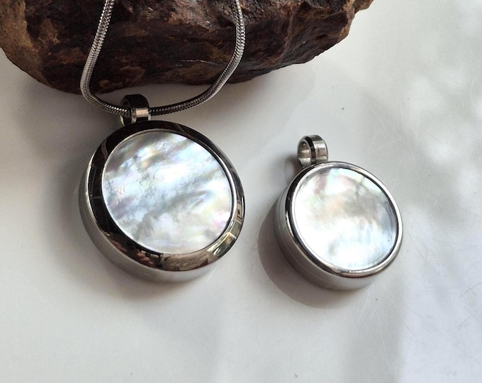 Mother of Pearl Locket Necklace | Keepsake Lockets | Cremation Ashes Jewelry | Memorial Ash Pendant | Mom Urn Necklace
