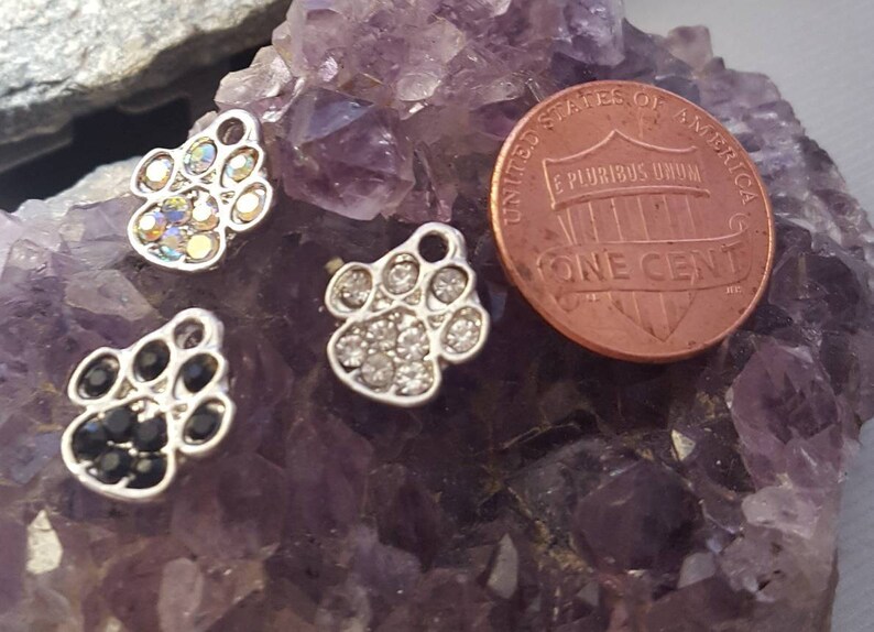 Crystal Paw Print Charm