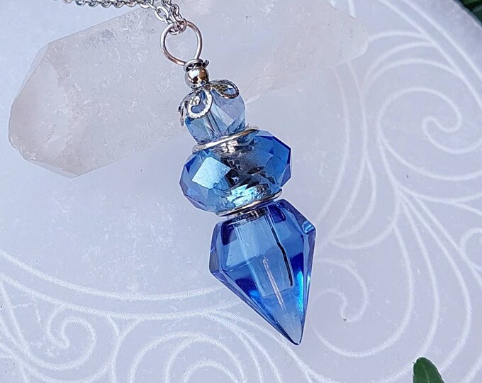 Keepsake Blue Glass Urn Necklace for Ashes | Memorial Reliquary | Cremation Necklace Urn Jewelry Jewellery | Handmade Cremation Jewelry