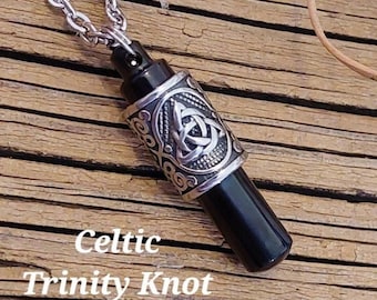 Viking Style Memorial Jewelry, Cremation Necklace for Ashes / Cremains, Celtic Urn Pendants for Men