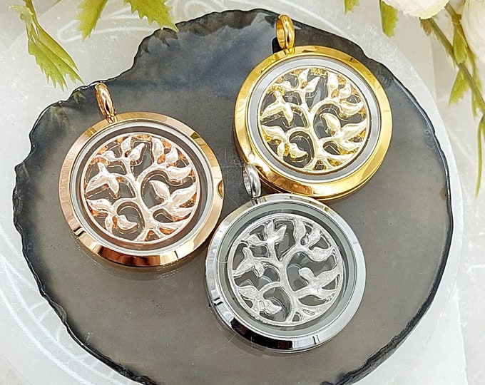 Gold or Silver Tree Of Life Locket Necklace for Ashes or Lock of Hair | Urn Jewelry | Glass Locket  Tree of Life Urn Pendant | Memorial Gift