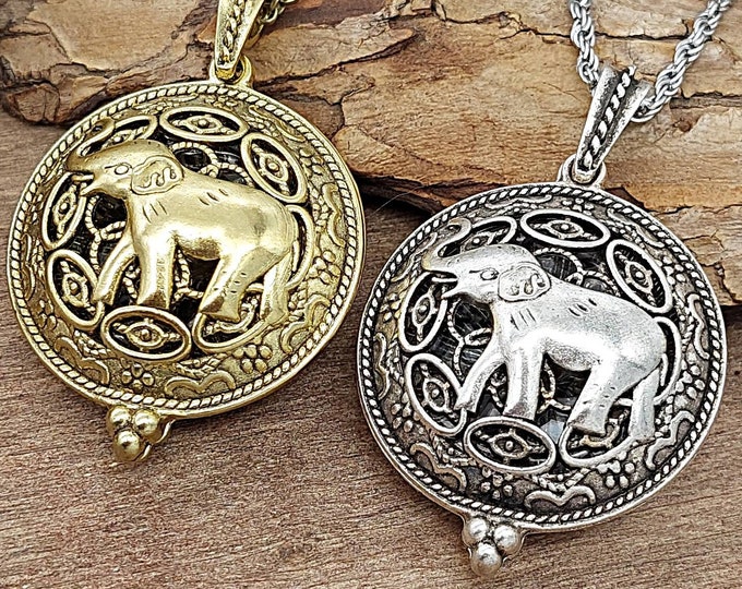 Elephant Urn Locket Necklace | Keepsake Jewelry | Cremation Jewelry | Elephant Jewelry for Ashes Lock of Hair Flowers |  Mourning Jewelry