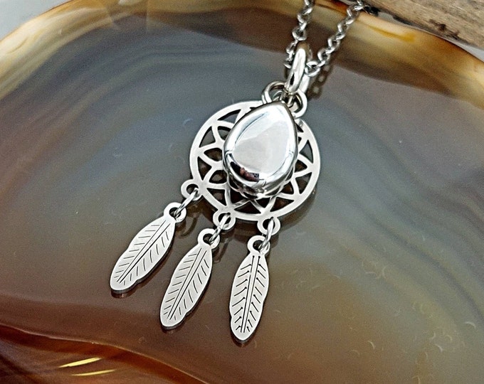 Dreamcatcher Urn Jewelry for Ashes Necklace | Minimalist Urn Necklace | Tiny Teardrop Urn Jewellery | Small Cremation Jewelry Gift for Women