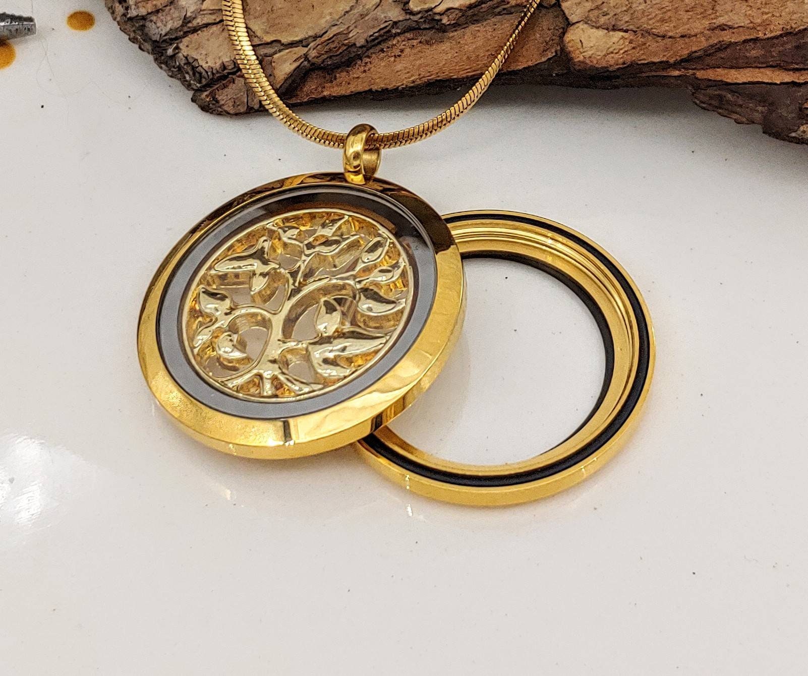 Cremation Jewelry, Gold Tree Of Life Locket, Ash Urn, Urn Jewelry ...