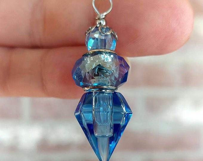 Blue Glass Urn Necklace for Ashes | Keepsake Gifts for Her | Handmade Urn Jewelry Ashes | Jewellery | Memorial, Sympathy, Cremation Jewelry