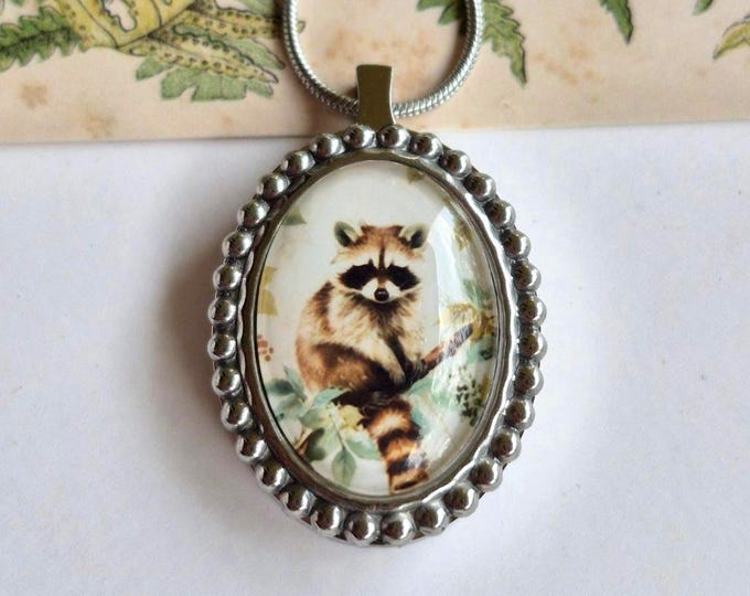 Raccoon Urn Necklace, Memorial, Keepsake, Cremation Ashes Jewelry, Raccoon Pendant, Pet Ashes Jewelry
