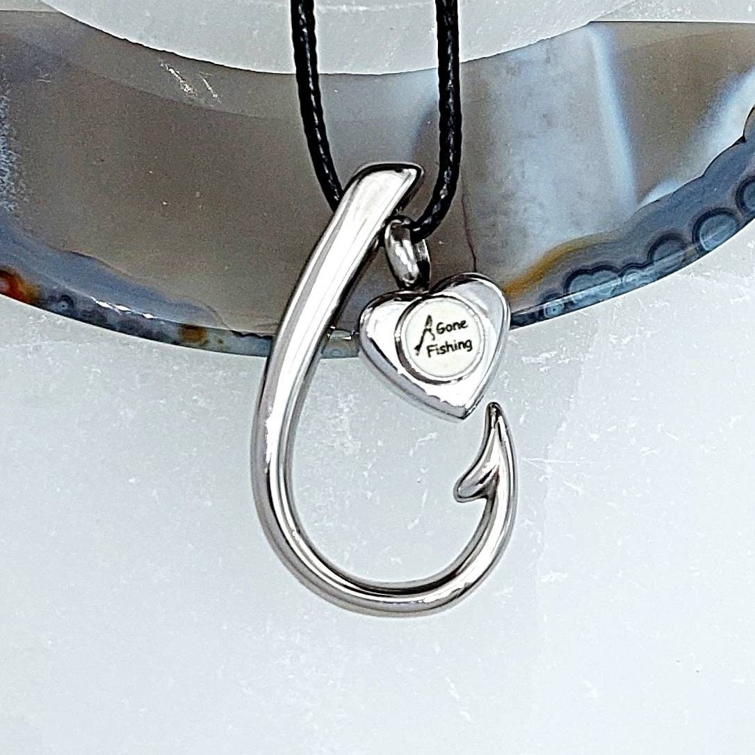 Fish Hook Urn Necklace Fishing Urn Dad Memorial Gift Cremation