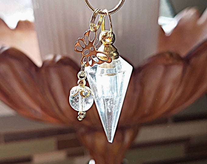 Quartz Crystal Butterfly Urn Necklace for Ashes | Keepsake Pendant | Memorial Cremation Jewelry for Women | Crystal Vial Necklace for Ashes