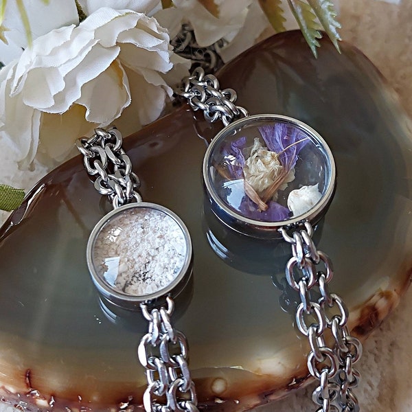 Vergrote glazen medaillon urnarmband voor as of haar | Aandenken armband | Herdenkingsas sieraden | Invulbare armband | Crematie As Sieraden