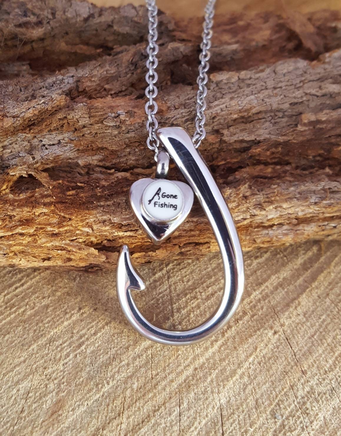 Fish Hook Urn Pendant Gone Fishing Urn Necklace Fish