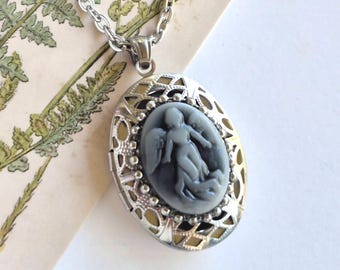 Guardian Angel Memorial Locket Necklace: Cremation Urn Jewelry for 1 or 2 Ashes Keepsakes