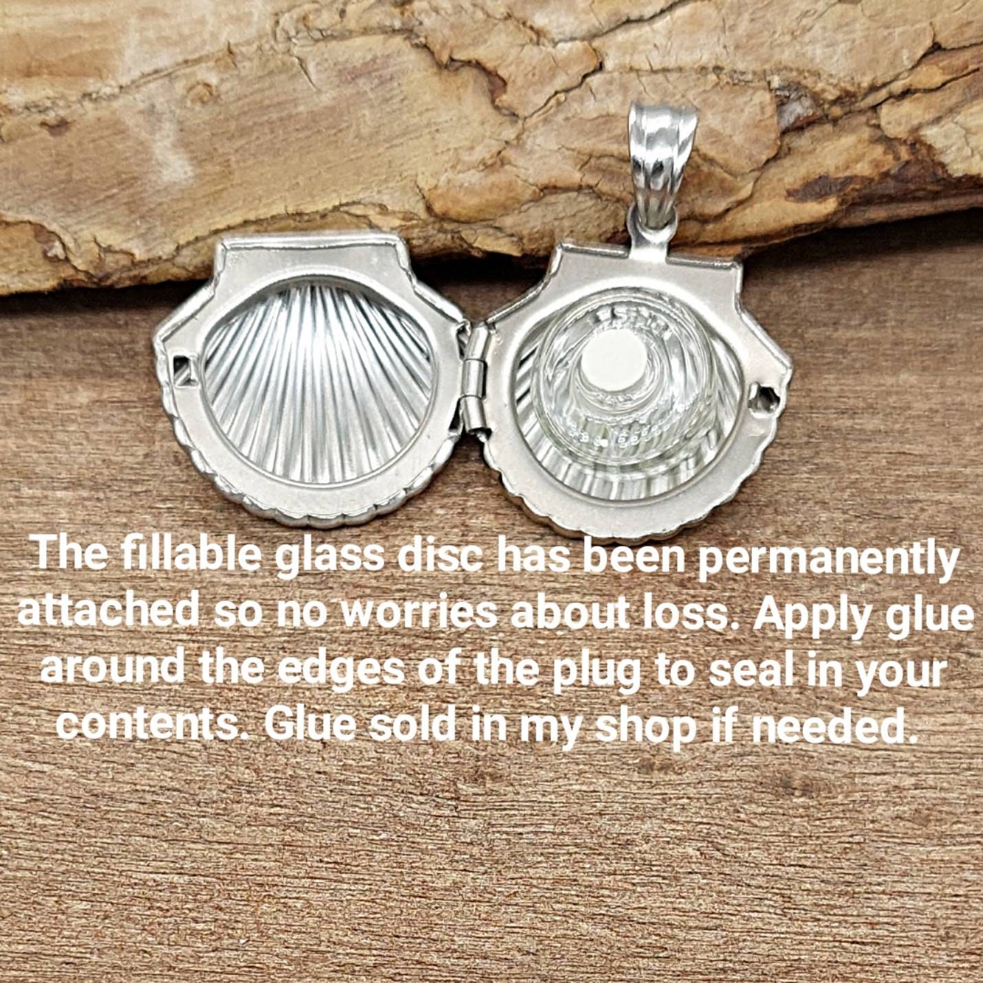 Stainless Steel Sea Shell Keepsake Locket Beach Wedding Memory