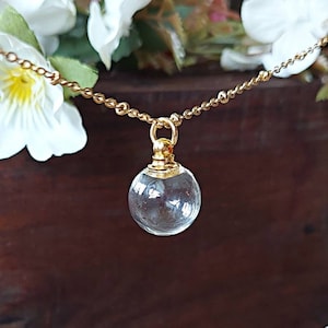 Simple Gold Glass Pendant Urn Necklace for Ashes, Lock of Hair, Fur | Cremains Urn Jewellery | Cremation Jewelry | Memorial Jewelry Gifts