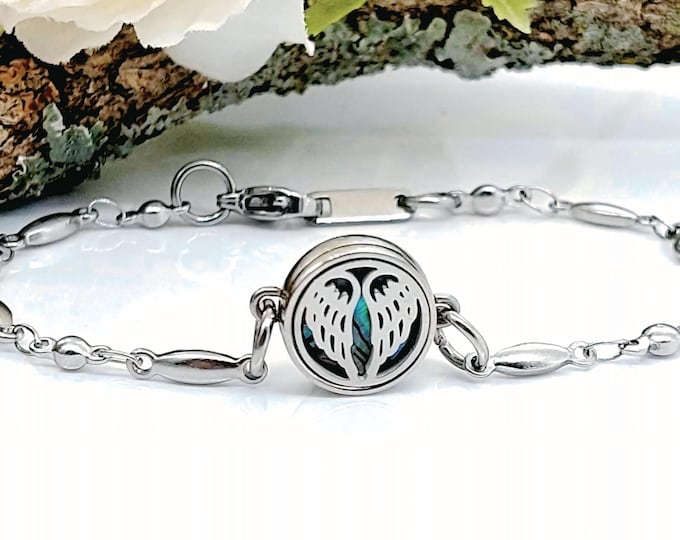 Angel Wings Cremation Ash Bracelet, Stainless Steel Memorial Urn Jewelry, Mini Locket for Ashes Keepsake