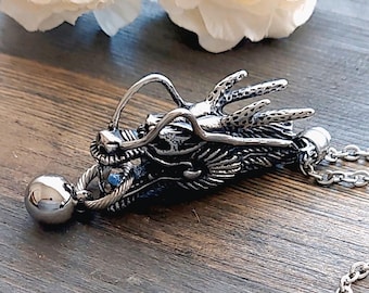 Dragon Urn Necklace: Cremation Jewelry for Men or Women | Sympathy Gift | Ashes Keepsake | Dragon Memorial Pendant