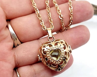 Rose Gold Heart Locket with Custom Fitted Glass, Chain & Funnel | Stainless Steel Cremation Jewelry | Urn Necklace | Memorial Ashes Keepsake