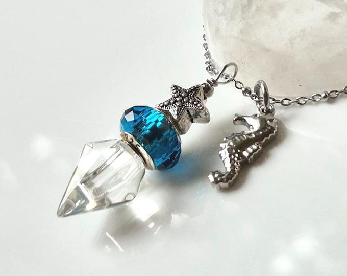 Starfish Urn Necklace for Ashes, Glass Cremation Jewelry, Ash Holder Pendant, Beach Memorial Keepsake