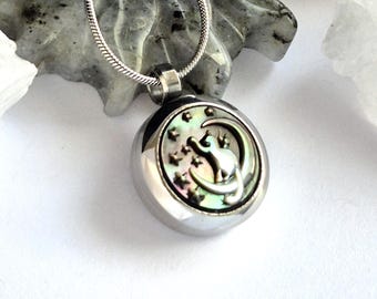 Cat on the Moon Locket Necklace | Cat Memorial Lockets | Cremation Ash Jewelry | Ashes Keepsake
