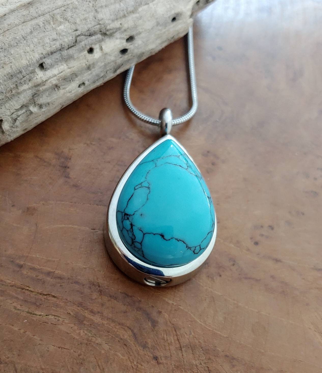 Etsy Turquoise Howlite Teardrop Urn Cremation Necklace Glass Locket