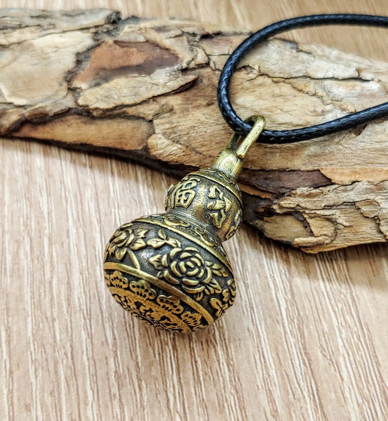 Bronze Brass Flower Urn Locket Necklace for Human Ashes or Pet Ash