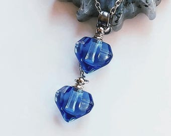 Double Heart Urn Necklace | Memorial Ash Jewelry | Cremation Ashes Keepsake for Two | Sympathy Gifts