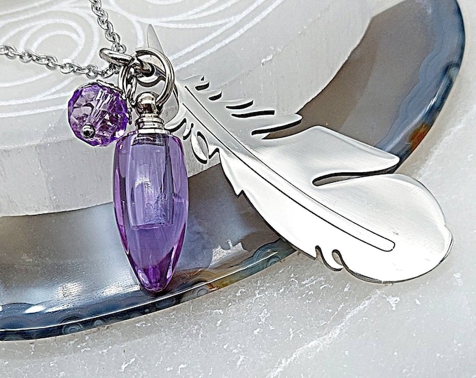 Feather Urn Necklace Pendant | Cremation Necklace | Silver Feather Necklace | Cremation Jewelry | Ashes Necklace | Memorial Urn Jewellery