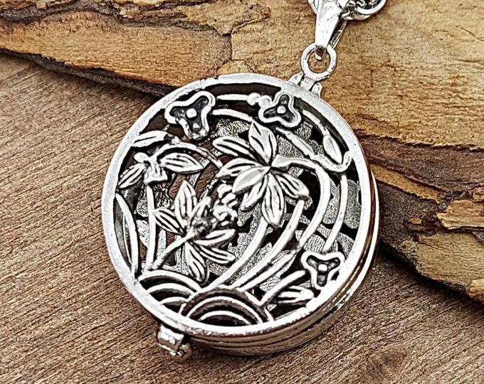 Keepsake Lotus Flower Locket Necklace for Ashes, Lock of Hair | Urn Necklace | Cremation Jewelry | Memorial Jewelry | Ash Holder Urn Jewelry